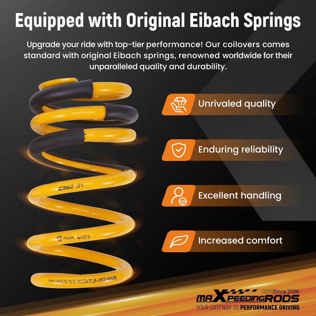 MaXpeedingrods C2 Coilovers with Eibach Springs for Tesla Model 3 RWD 2017+, 24-Level Adjustable Damping