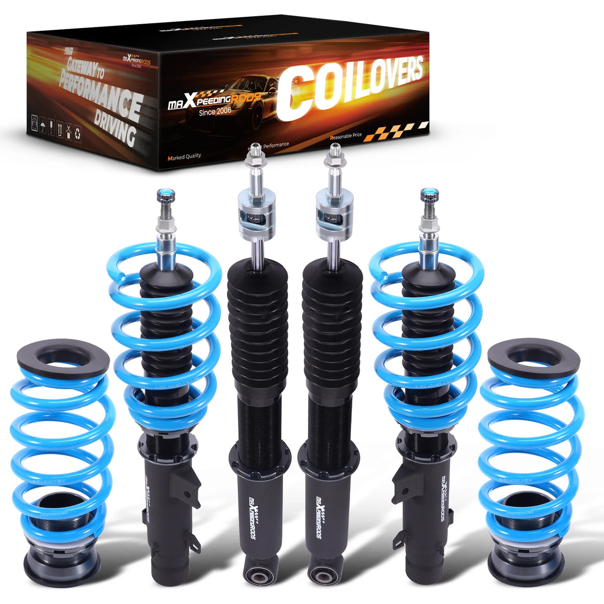 MaXpeedingrods T6 Coilovers for Honda CR-V 2017-2022, 24-Way Damping, Height Adjustable, Black and Blue
