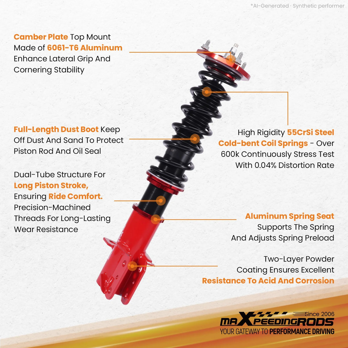 MaXpeedingrods Coilovers for Nissan Sentra B13/N14 1991-1994, 24-Level Adjustable Damping