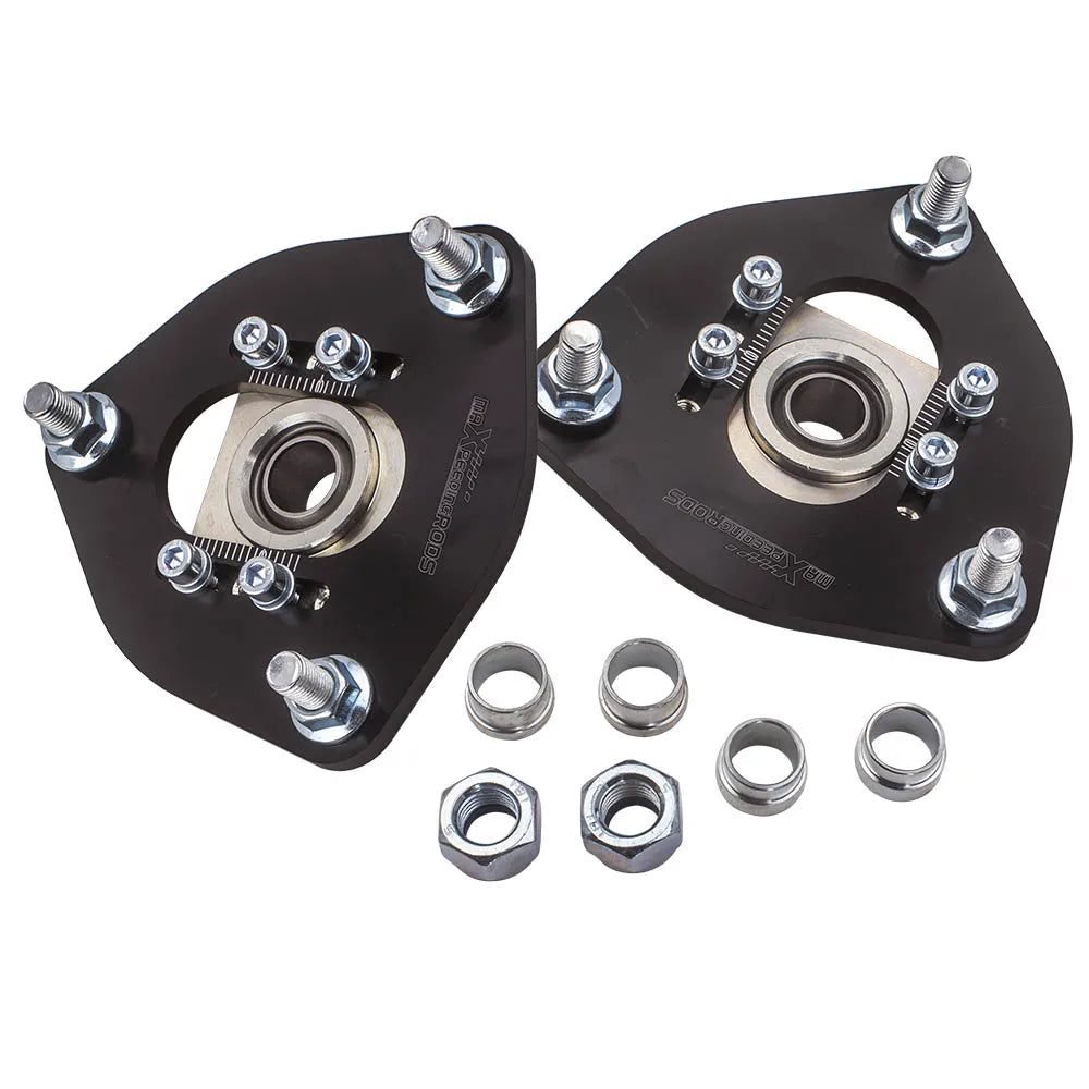 1989-1998 Nissan 240SX 180SX Silvia S13 Front Camber Plates, Pillow Ball, Aluminum, Pair