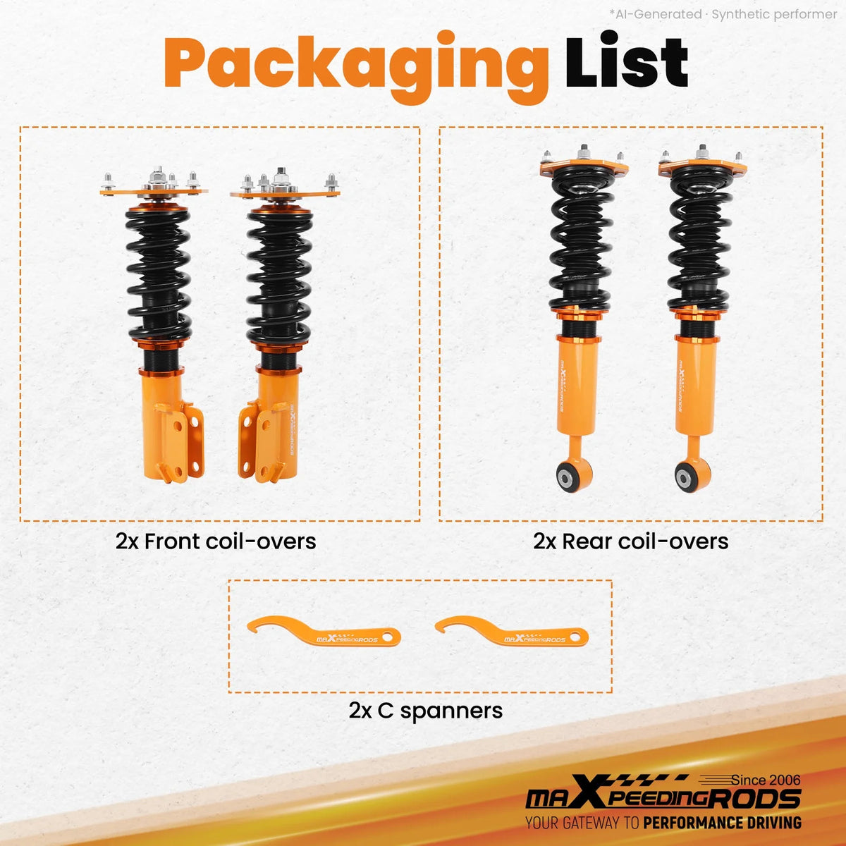MaXpeedingrods B2 Coilovers for Mitsubishi 3000GT FWD 1991-1999 and Dodge Stealth FWD 1991-1996, Non-Turbo