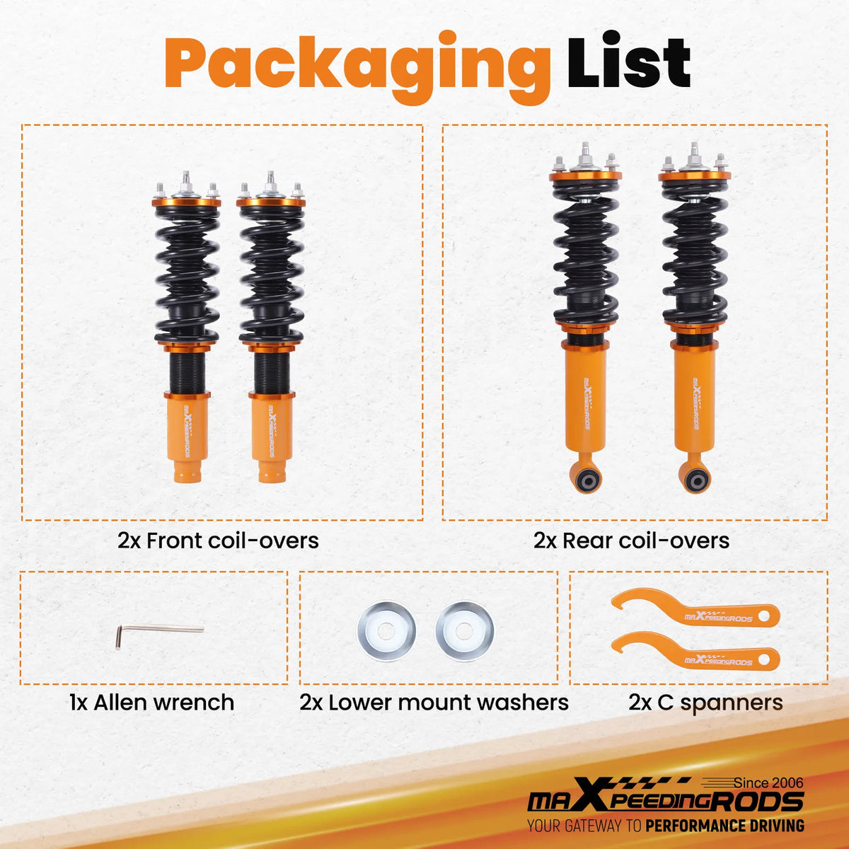 MaXpeedingrods Coilovers for Honda CR-V RD1-RD3 FWD and AWD 1996-2001, 24-Level Adjustable Damping