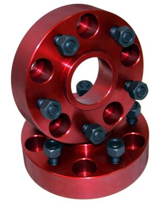 Alloy USA Wheel Spacers, 1.25 in. Thick, Aluminum, Red Anodized, 5 x 4.5 in. Bolt Circle, Jeep, Pair - 11301