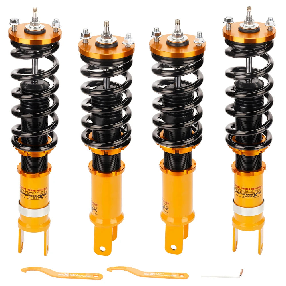 MaXpeedingrods gold 24-way adjustable coilovers for Honda S2000 AP1 and AP2