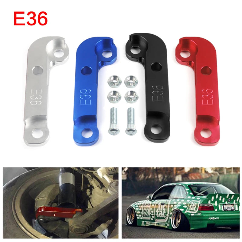 Pair of CNC aluminum steering angle adapters for BMW E36 drift builds