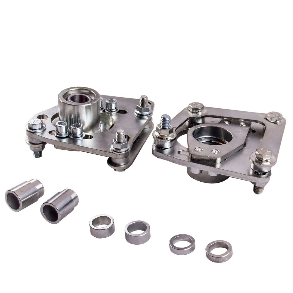MaXpeedingrods Front Camber Plates for Ford Mustang 1994-2004, Pillow Ball Upper Strut Mounts, Silver, Pair