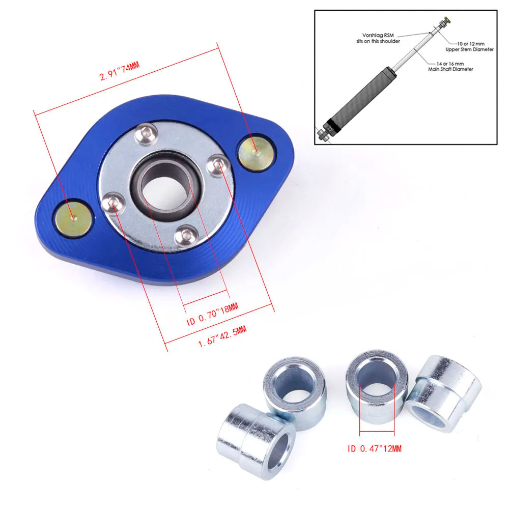 1992-1999 BMW 3 Series E36 Rear Upper Camber Plates, Adjustable Pillow Ball Shock Top Mounts, Aluminum