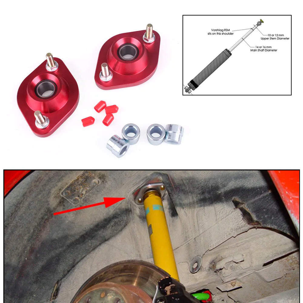 1992-1999 BMW 3 Series E36 Rear Upper Camber Plates, Adjustable Pillow Ball Shock Top Mounts, Aluminum