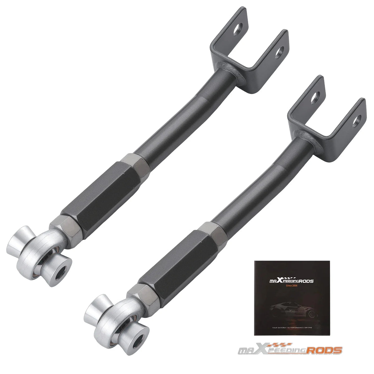 Pair of powder-coated adjustable rear camber arms for Nissan 350Z, 370Z and Infiniti G35