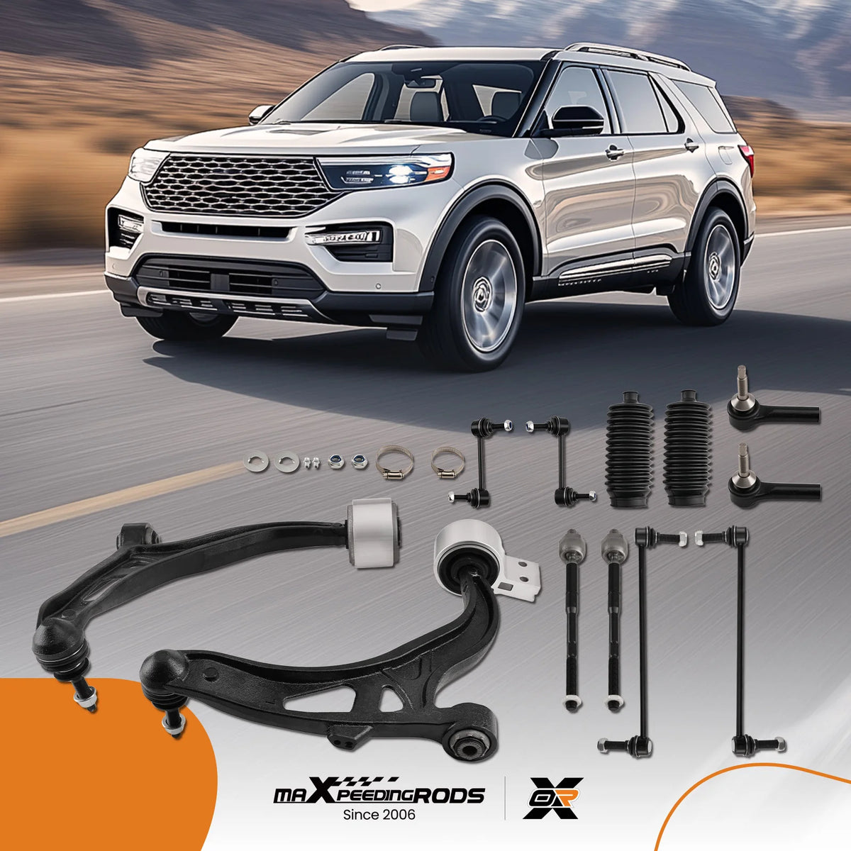 MaXpeedingrods 12-Piece Front Lower Control Arm Kit for Ford Explorer 2011-2019 and Police Interceptor Utility 2013-2019