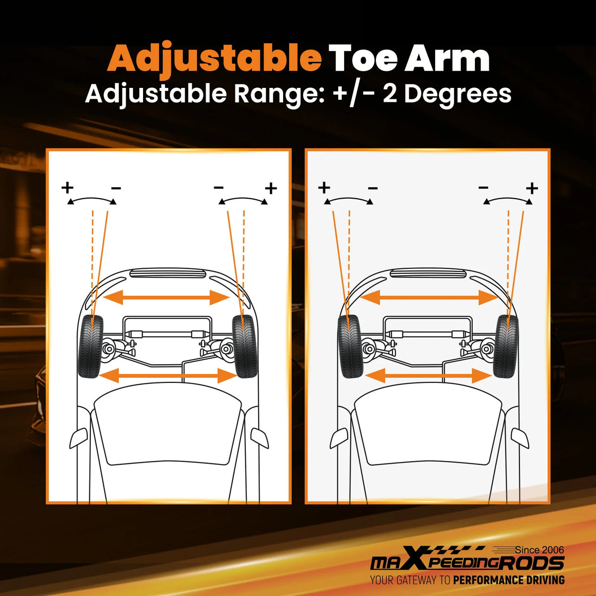 2003-2009 Nissan 350Z Z33, 2003-2007 Infiniti G35 Adjustable Rear Toe Arms, Heim Joint, Steel, Pair