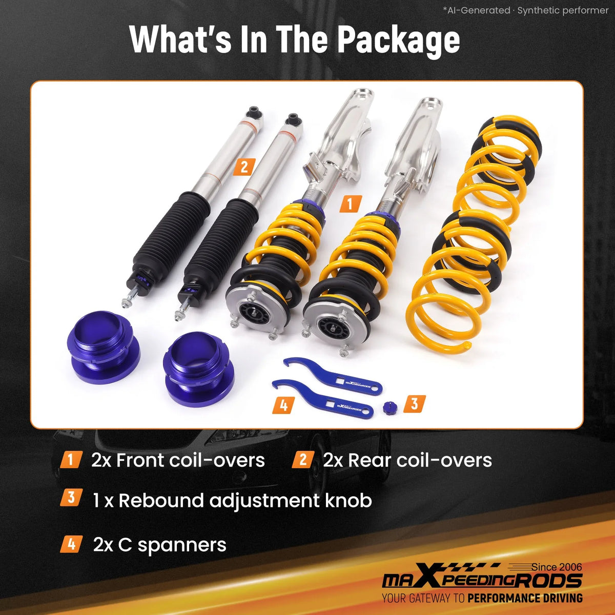 MaXpeedingrods C2 Coilovers with Eibach Springs for Tesla Model 3 AWD 2017+, 24-Level Damping