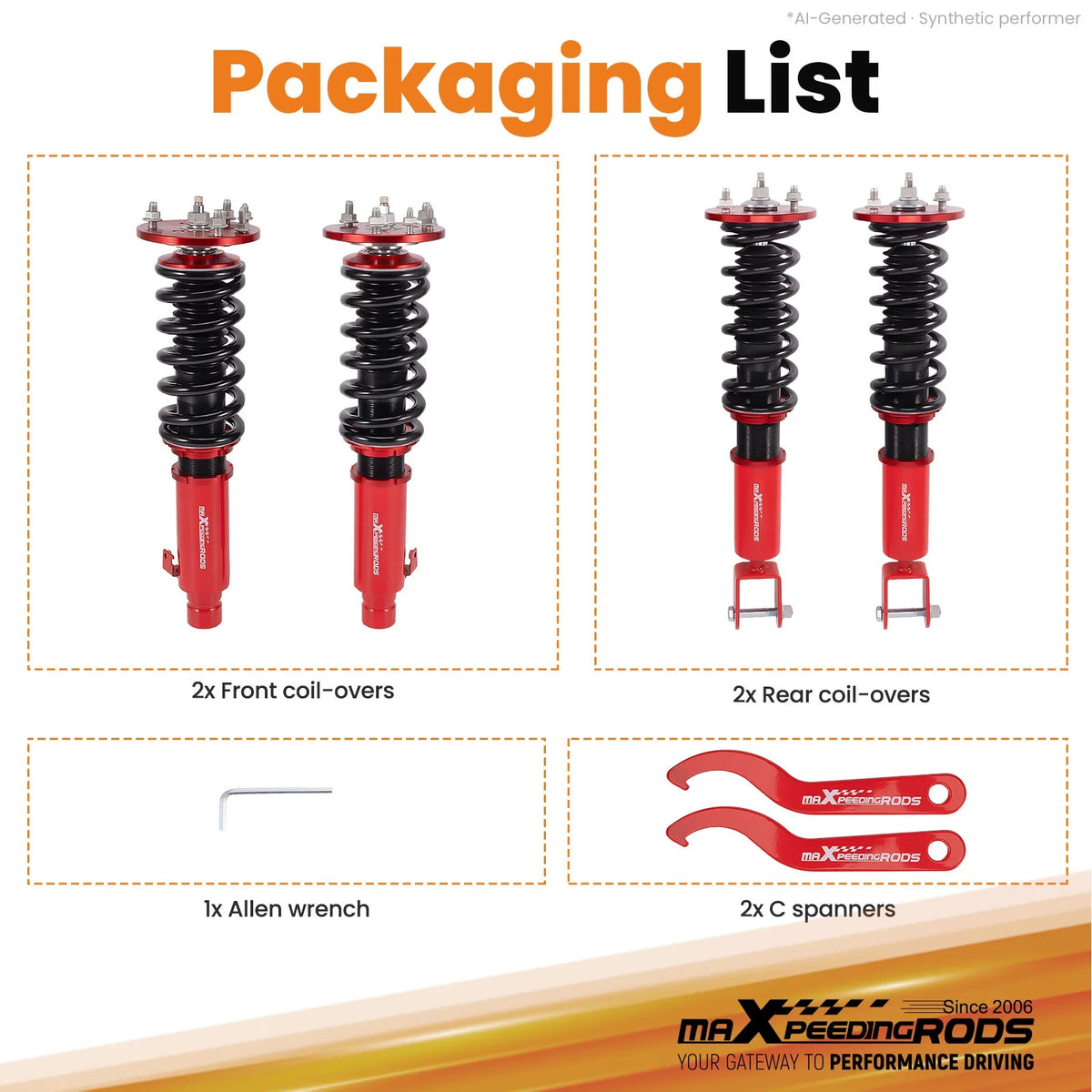 MaXpeedingrods Street Coilovers for Acura TL FWD and AWD 2009-2014, 24-Level Damping, 55 mm Bodies
