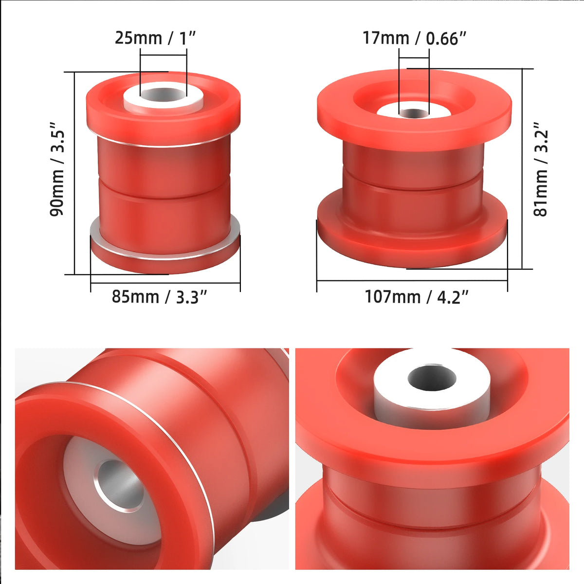 2005-2013 BMW 1 Series E82 E88 and 3 Series E90 E92 E93 Rear Subframe Bushings, 80A Polyurethane