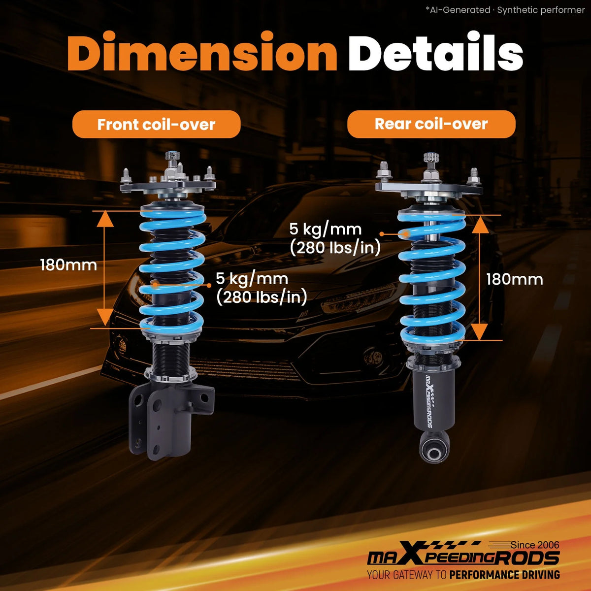 MaXpeedingrods T6 Coilovers for Subaru BRZ ZD8 2022+ and Toyota GR86 ZN8 2021+, 24-Click Damping