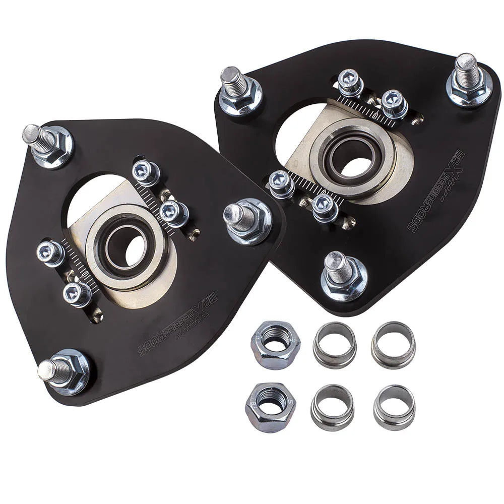 1989-1998 Nissan 240SX 180SX Silvia S13 Front Camber Plates, Pillow Ball, Aluminum, Pair