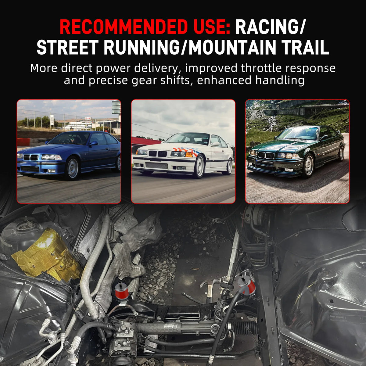 1992-2013 BMW E36 E46 E90 E92 E93 M3, Z3, Z4 E85 E86 Polyurethane Engine Mount Set, 80A