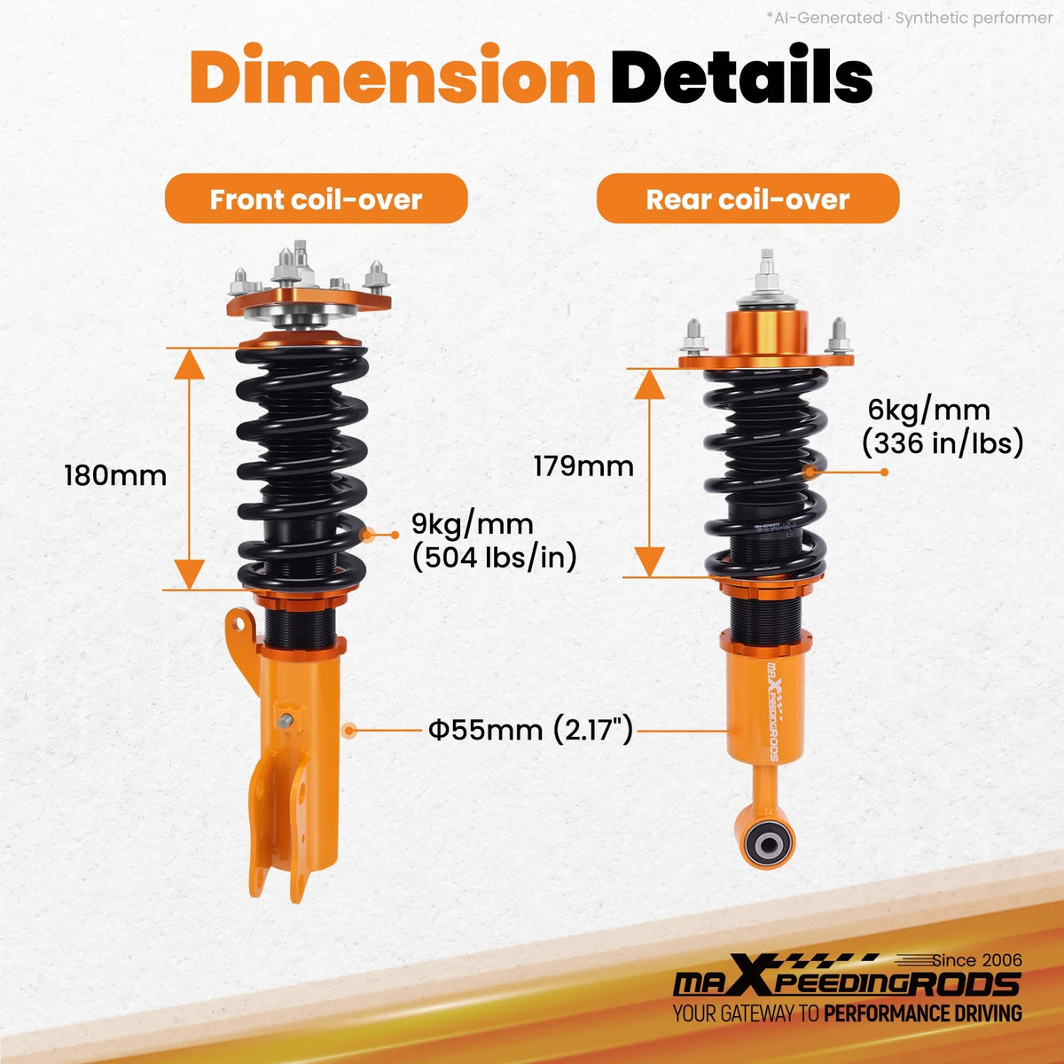 MaXpeedingrods Coilovers for Mitsubishi Lancer CX CY 2008-2016 and Outlander Sport 2011-2020, 24-Way Damping