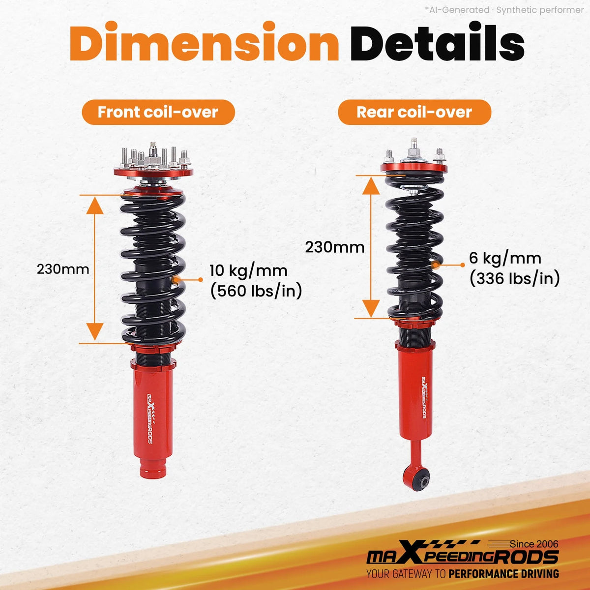 MaXpeedingrods Coilovers for Honda Accord CM 2003-2007 and Acura TL 2004-2008, 24-Level Damping