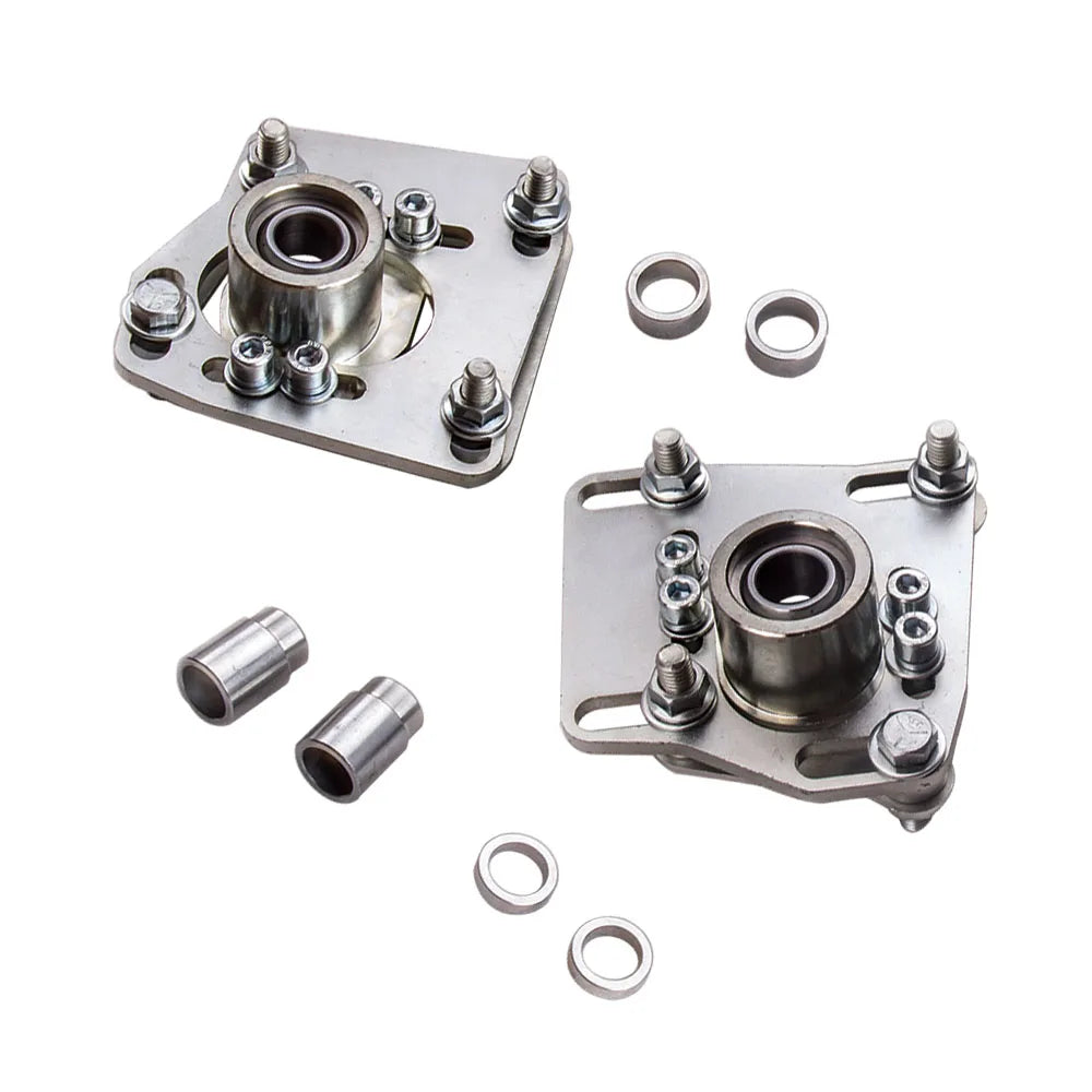 MaXpeedingrods Front Camber Plates for Ford Mustang 1994-2004, Pillow Ball Upper Strut Mounts, Silver, Pair