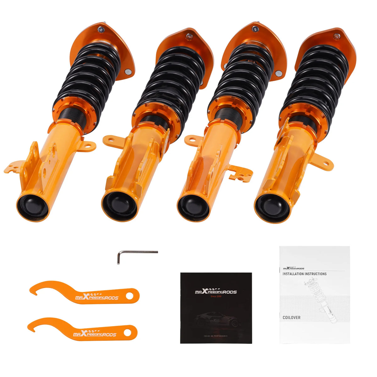 MaXpeedingrods coilovers with gold bodies and black springs for 2002-2006 Toyota Camry XV30
