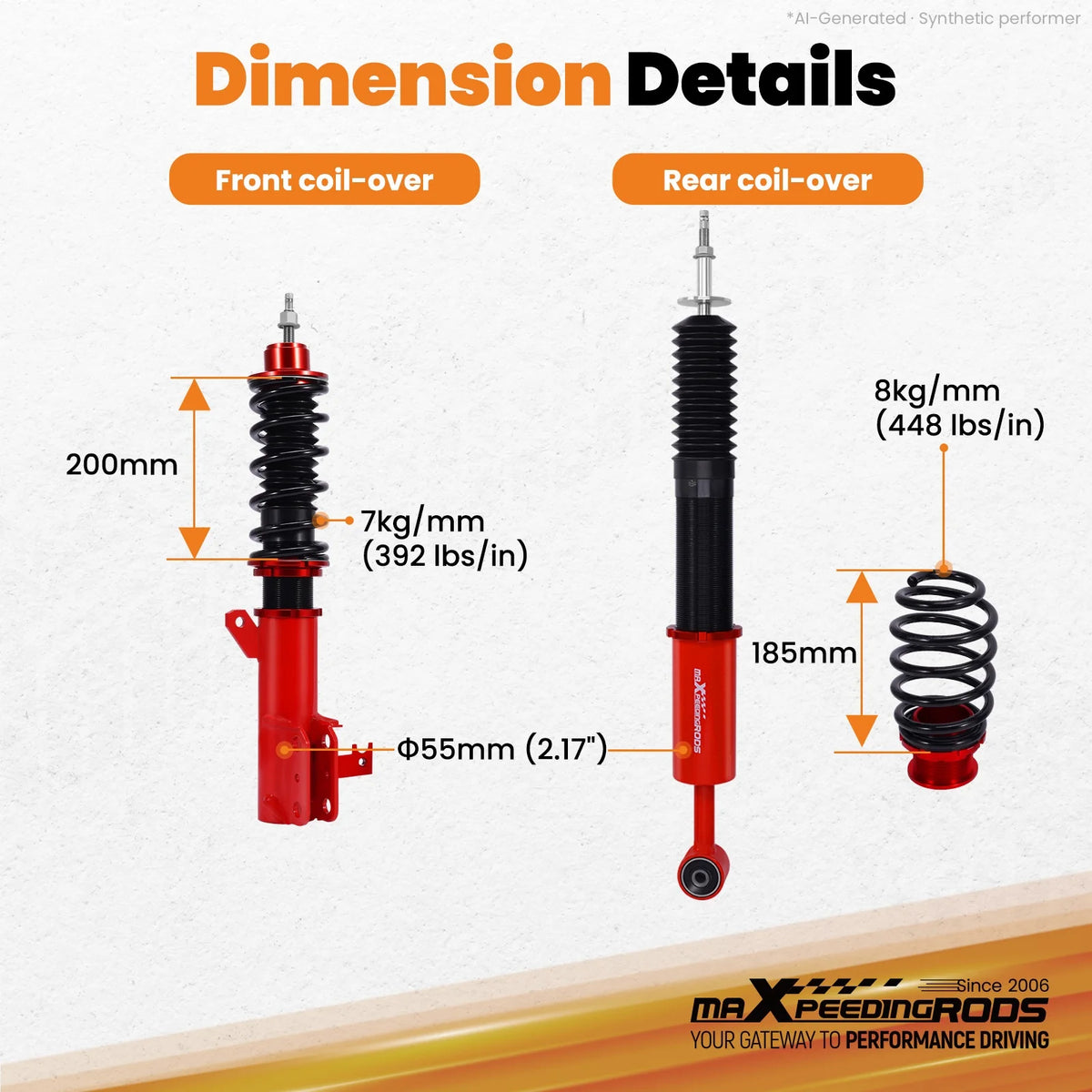 MaXpeedingrods coilovers with red bodies and black springs for 2009-2013 Honda Fit GE