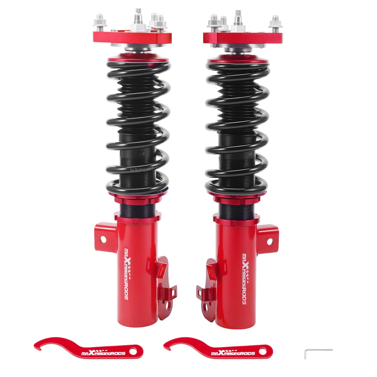 MaXpeedingrods front coilovers with red bodies, black springs and camber plates for 2012-2015 Honda Civic