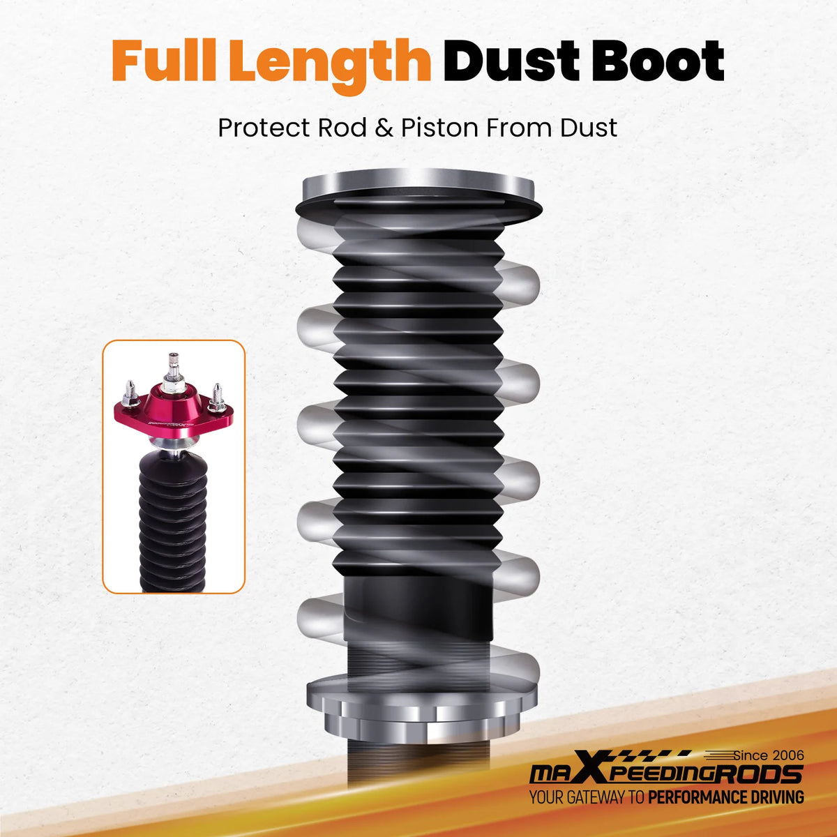 MaXpeedingrods 1998-2007 BMW 3 Series E46 Rear Coilovers, 24-Way Adjustable Damping, Height Adjustable, Red