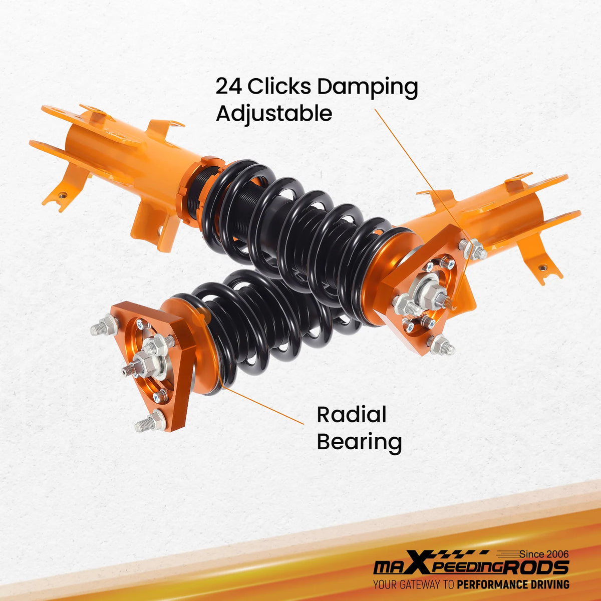 MaXpeedingrods golden coilovers with black springs for 2012-2015 Honda Civic FB2 sedan and FG3 coupe