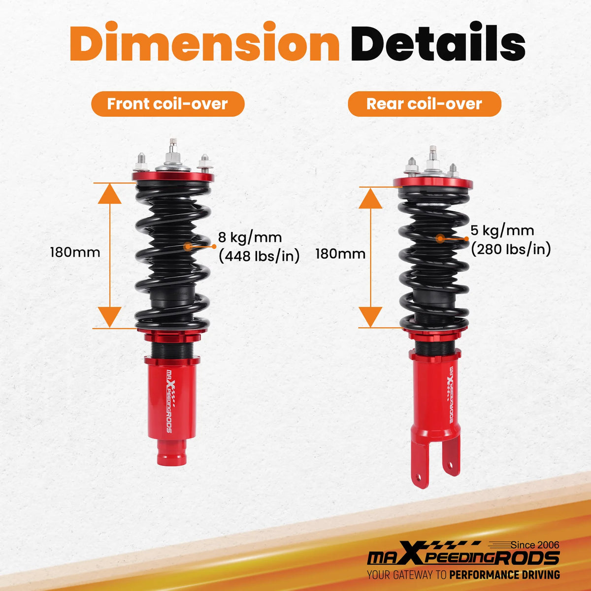 MaXpeedingrods Coilovers for Honda Civic EJ/EK/EM 1996-2000, Also Civic EF/EG, CR-X, del Sol and Integra