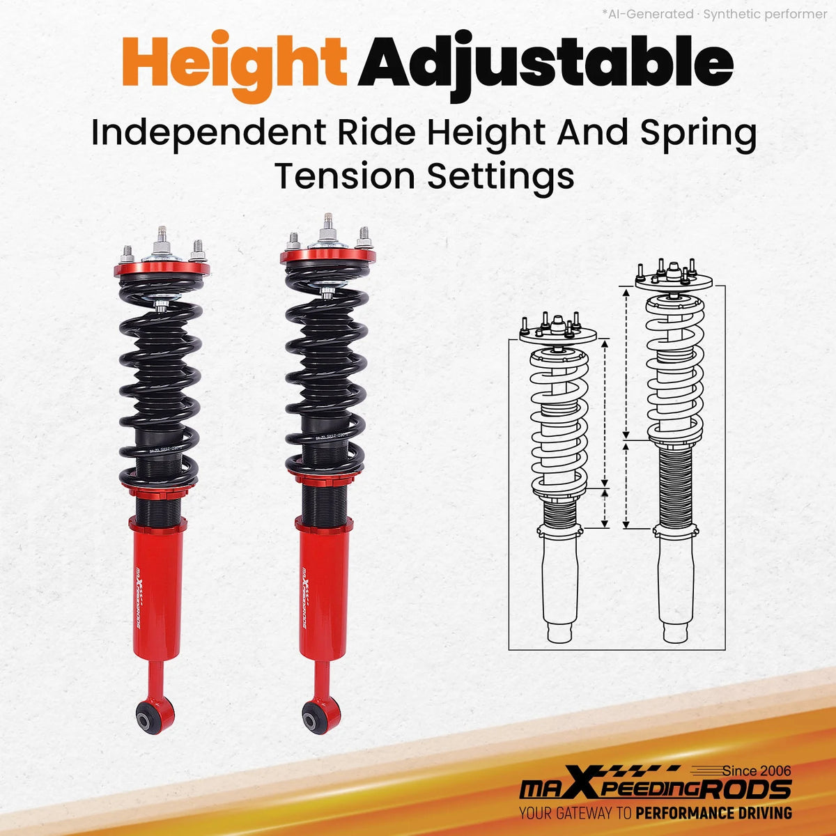 MaXpeedingrods coilovers with red bodies and black springs for Honda Accord CM and Acura TL