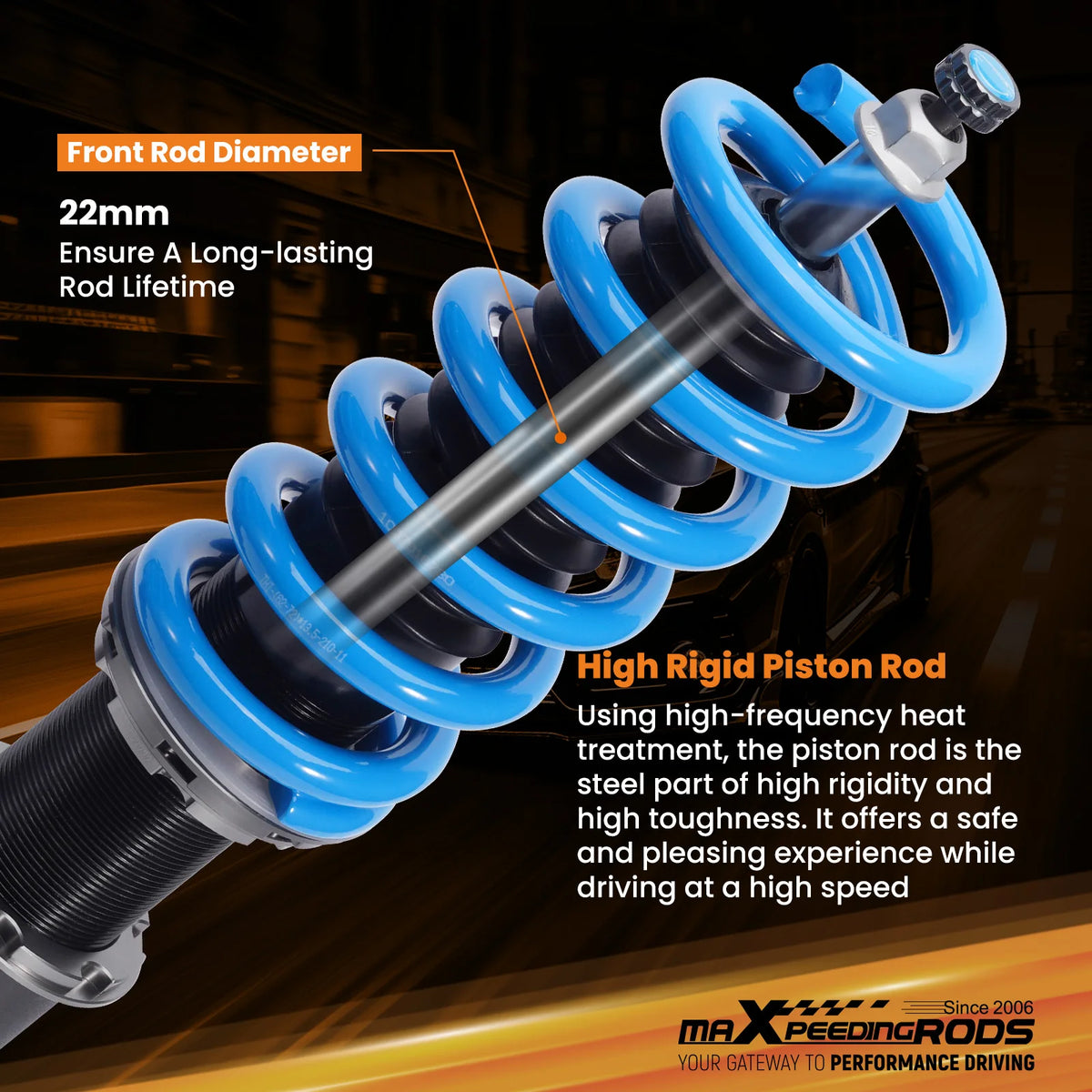 MaXpeedingrods T6 Coilovers for Audi A6 C7 and A7 Quattro 4G8 2012-2018, 24-Way Adjustable Damping