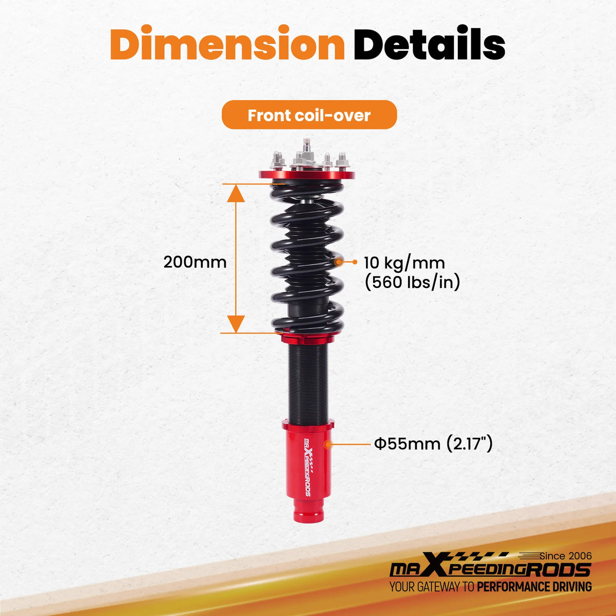 MaXpeedingrods Front Coilovers for Honda Accord 2008-2012 and Acura TSX 2009-2014, 24-Way Damping, Pair