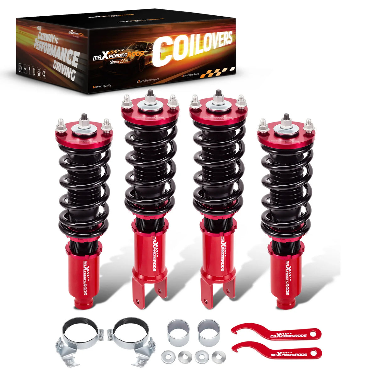 MaXpeedingrods Street Coilovers for Honda Civic EK 1996-2000, Also Civic EF/EG, CR-X, del Sol and Integra