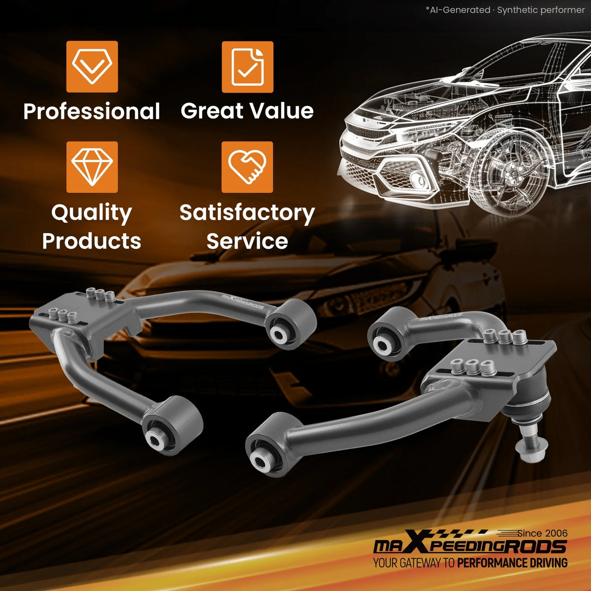 MaXpeedingrods adjustable front upper camber arms for Honda Accord 2008-2012 and Acura TSX and TL