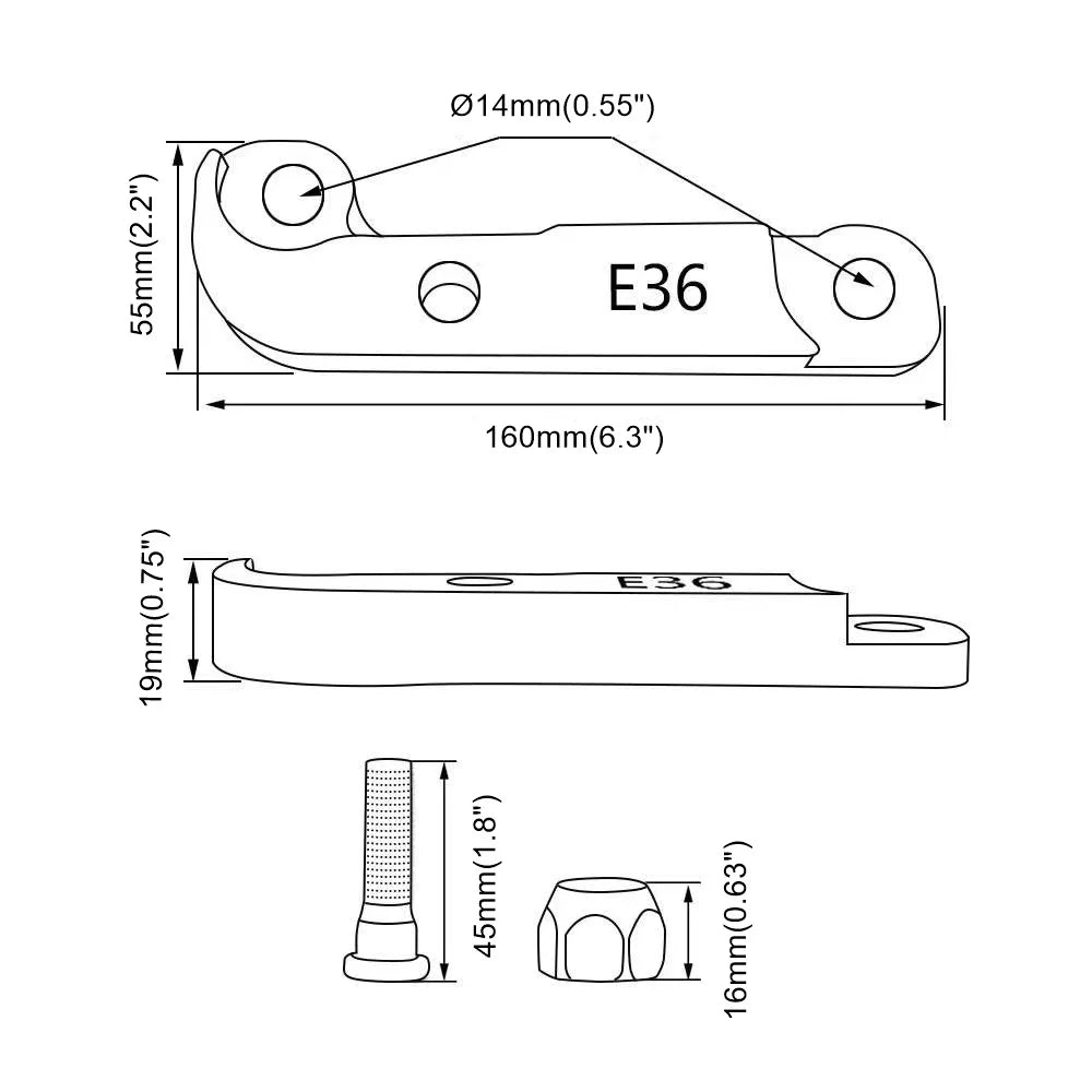BMW E36 M3 Steering Lock Adapter Kit for Increased Turn Angle, Drift Lock Spacers, Aluminum