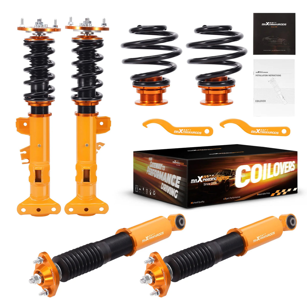 Height adjustable coilover kit with pillow ball camber plates for the 1994-2000 BMW 3 Series E36 Compact
