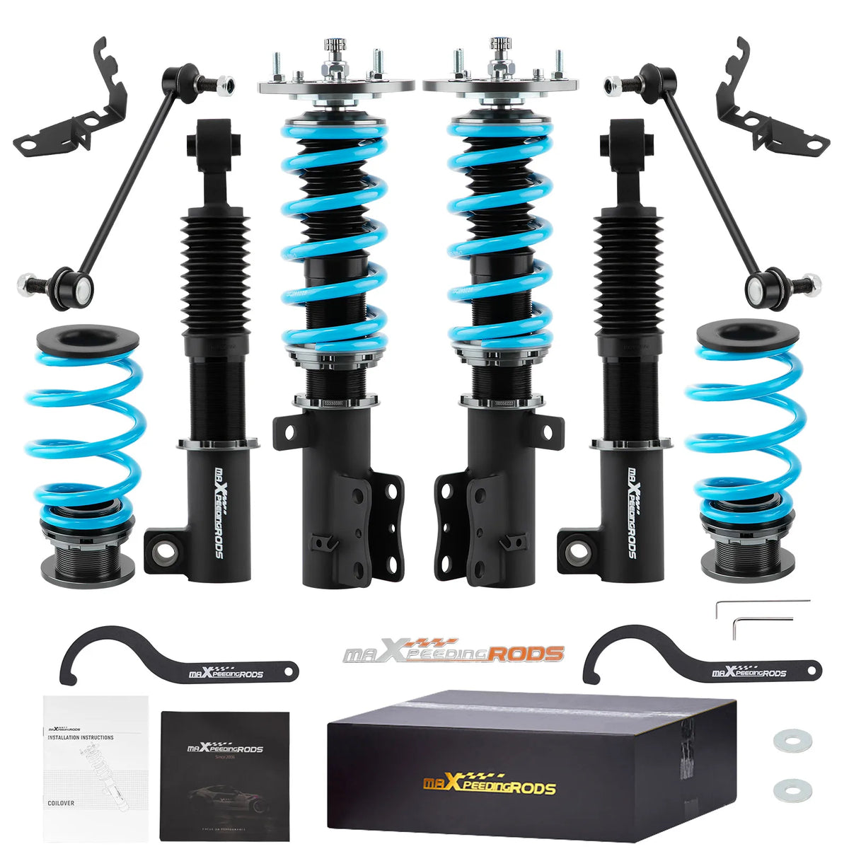 MaXpeedingrods T6 Coilovers for Chevrolet Cobalt 2005-2010, 24-Way Adjustable Damping, Camber Plates