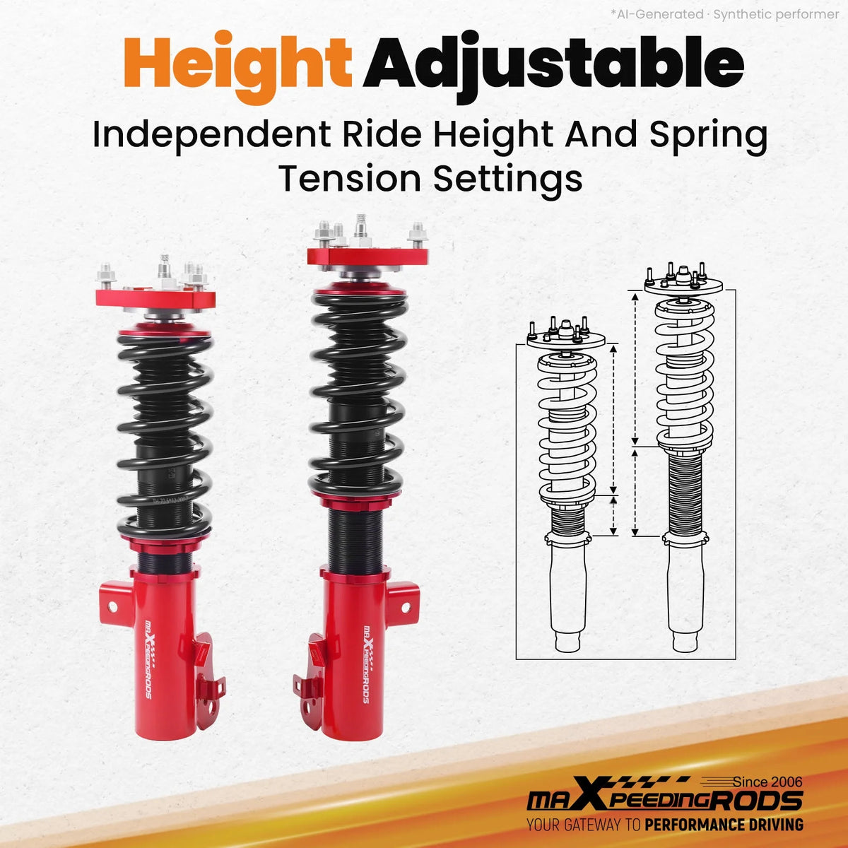 MaXpeedingrods T7 Coilovers for Honda Civic FG3 Coupe and FB2 Sedan 2012-2015, Non-Si