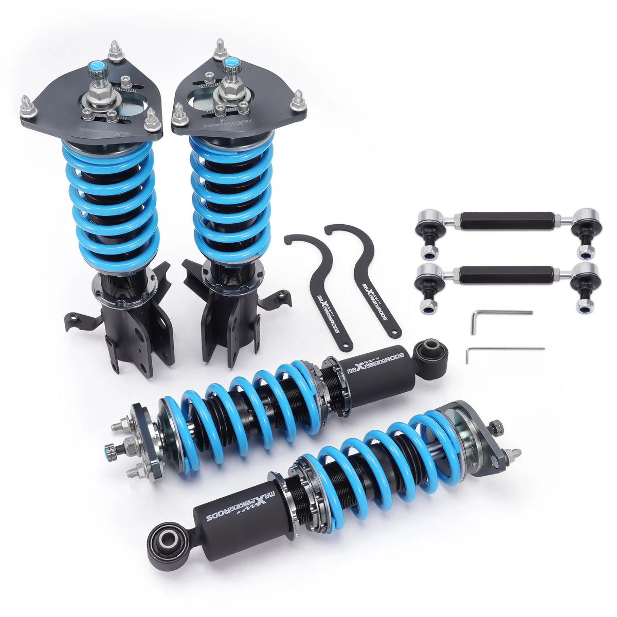 MaXpeedingrods T6 coilovers with blue springs for 2021+ Toyota GR86 ZN8 and 2022+ Subaru BRZ ZD8