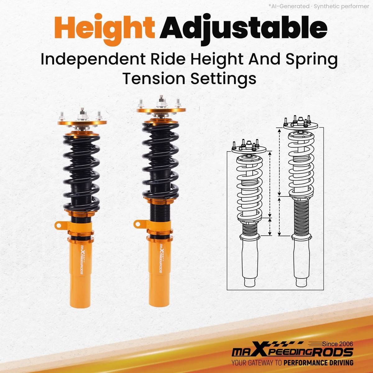MaXpeedingrods Coilovers for BMW 5 Series E60 Sedan AWD 2004-2010, 24-Level Adjustable Damping