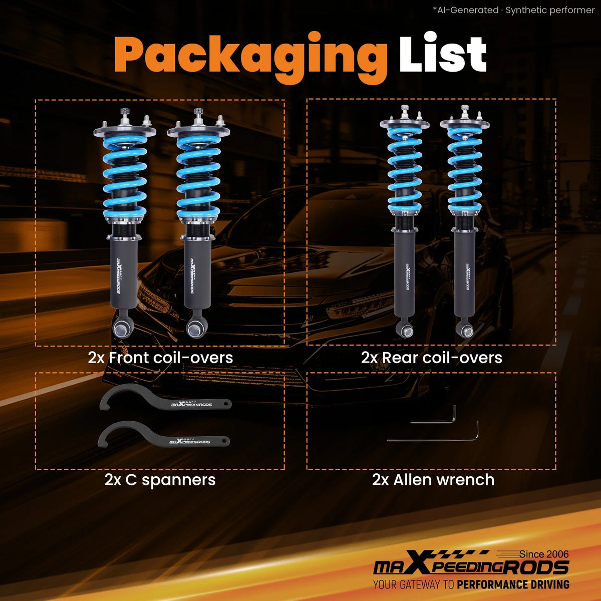 MaXpeedingrods T6 Coilovers for Nissan Skyline R33 GTS-T, GTS25 and GTS 1993-1998, 24-Way Damping