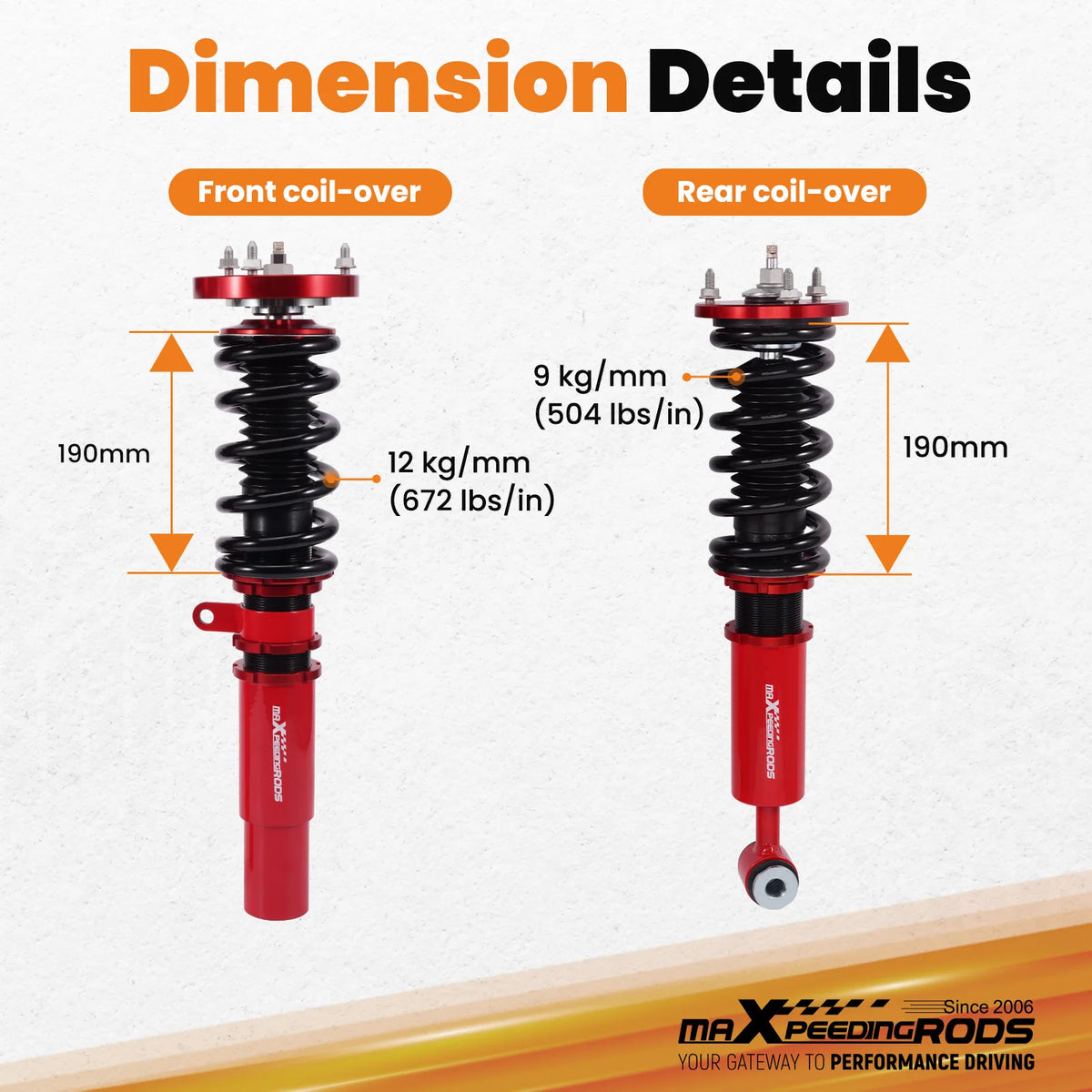 MaXpeedingrods Coilovers for BMW 5 Series E39 RWD 1995-2003, 24-Level Damping and Front Camber Plates