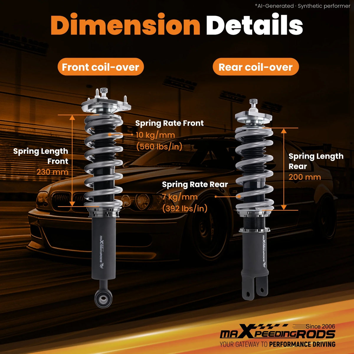 MaXpeedingrods T7 coilovers in black with grey springs for the Infiniti G37 V36 and Nissan 370Z Z34