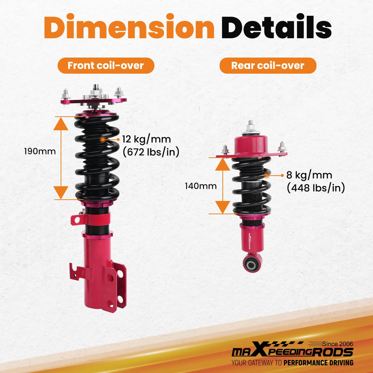 MaXpeedingrods Street Coilovers for Toyota Celica ZZT230/ZZT231 2000-2006, Height Adjustable Lowering Kit