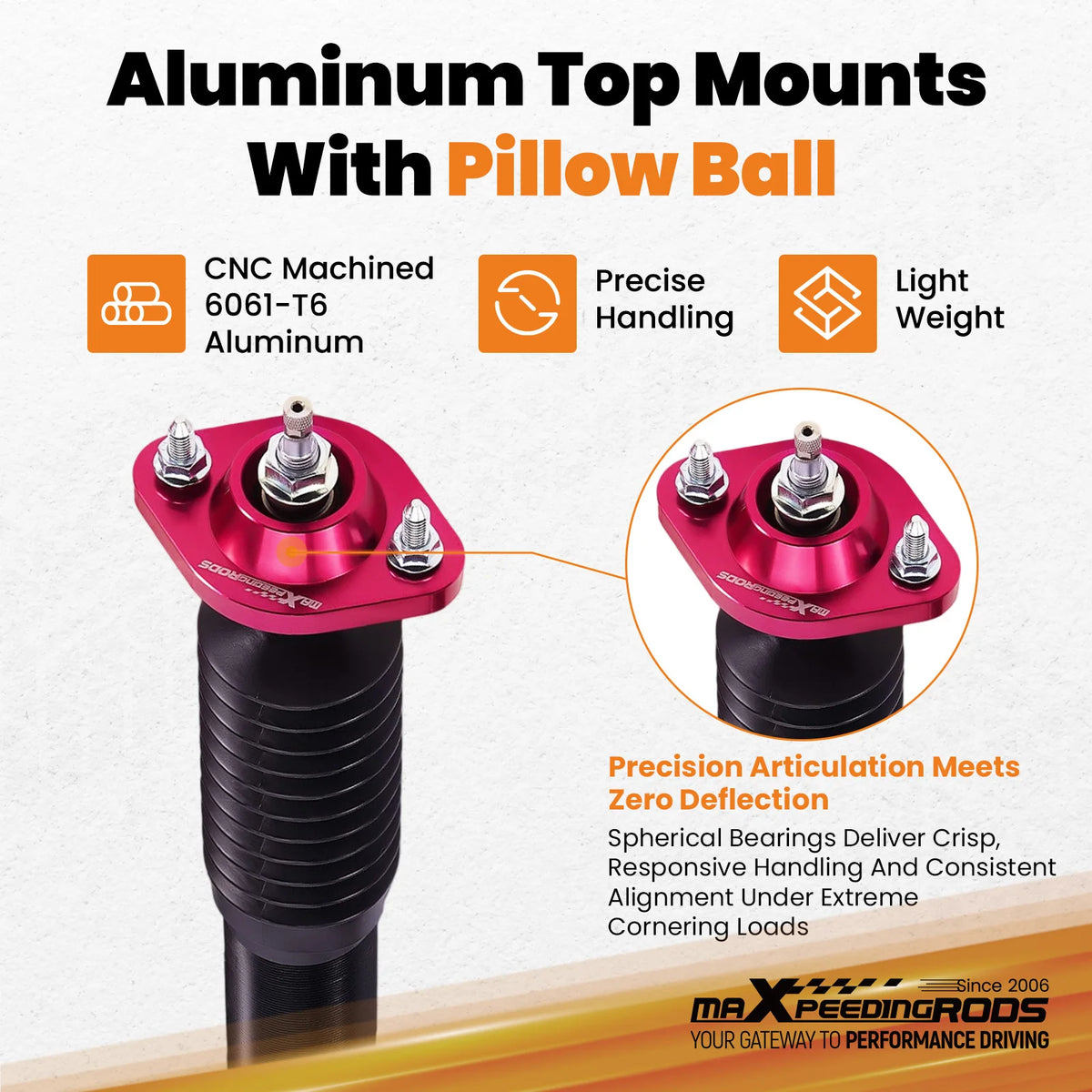 MaXpeedingrods 1998-2007 BMW 3 Series E46 Rear Coilovers, 24-Way Adjustable Damping, Height Adjustable, Red
