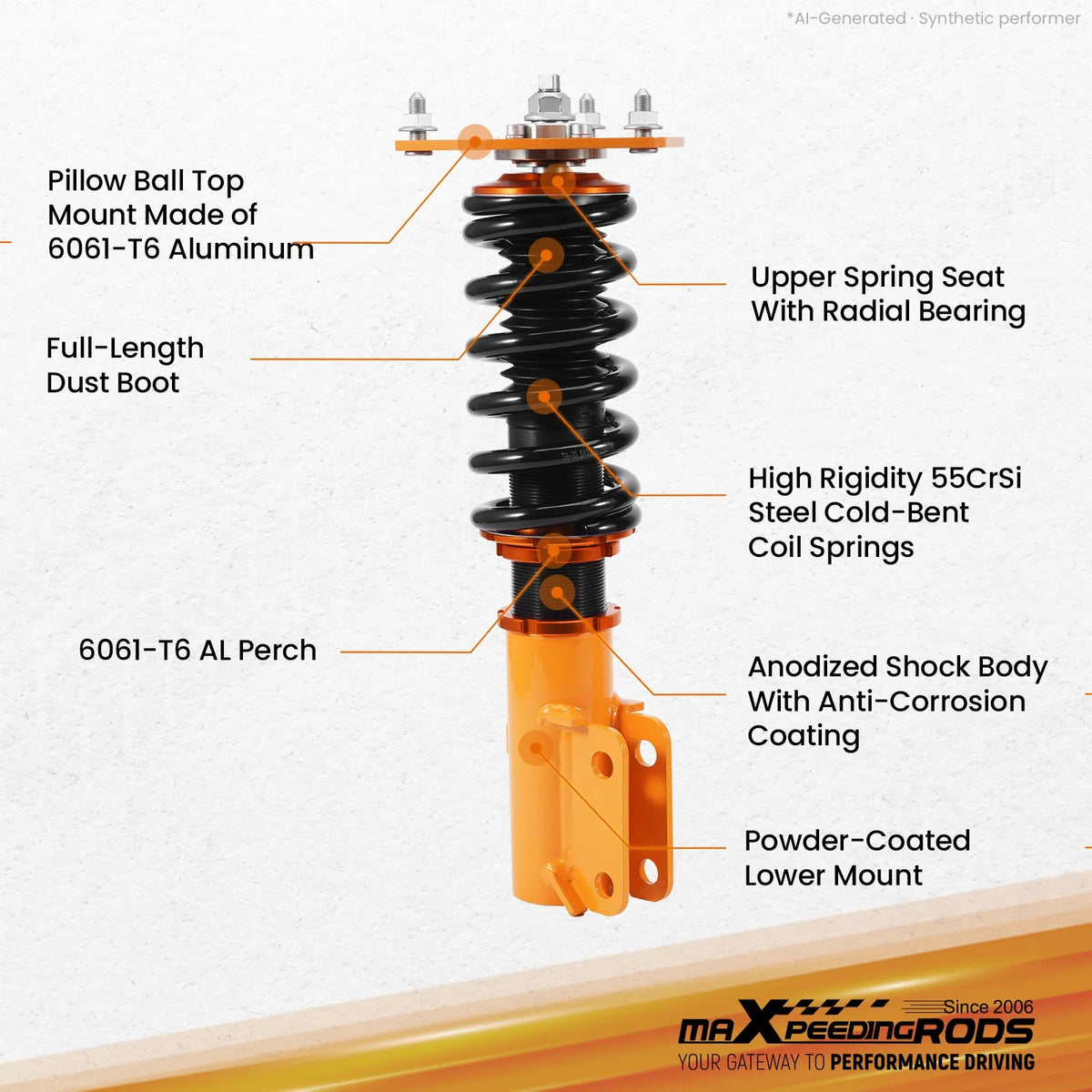 MaXpeedingrods B2 Coilovers for Mitsubishi 3000GT FWD 1991-1999 and Dodge Stealth FWD 1991-1996, Non-Turbo