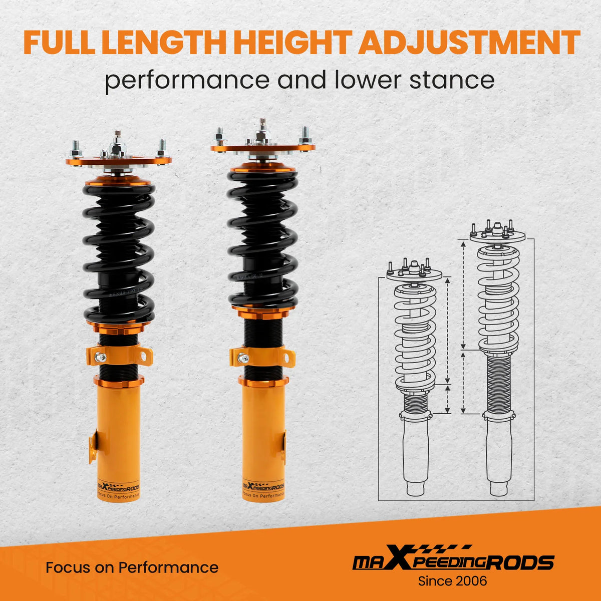 MaXpeedingrods Coilovers for Toyota Corolla E12 2001-2007, Matrix XRS E130 and Pontiac Vibe 2003-2008, 24-Level Damping