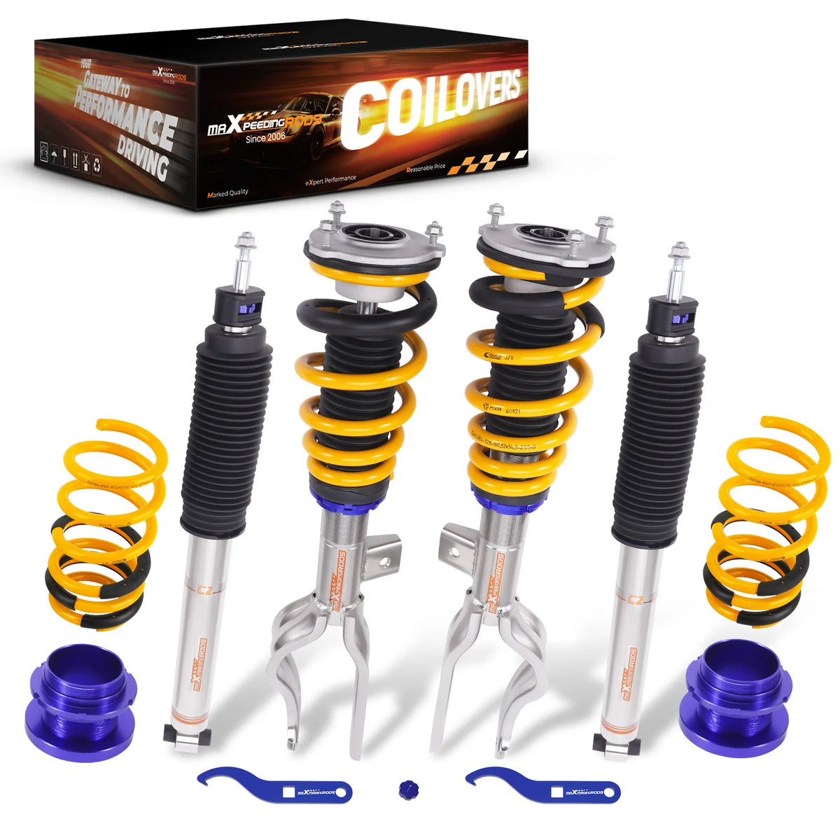 MaXpeedingrods C2 Coilovers with Eibach Springs for Tesla Model 3 AWD 2017+, 24-Level Damping
