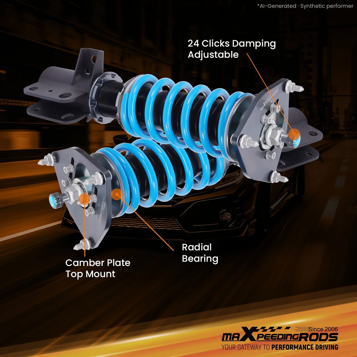 MaXpeedingrods T6 Coilovers for Subaru BRZ ZD8 2022+ and Toyota GR86 ZN8 2021+, 24-Click Damping